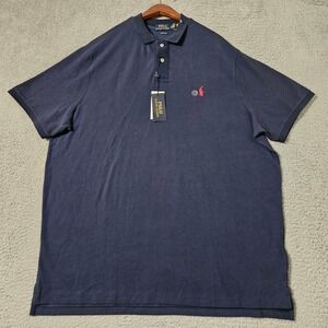 $95 Polo Ralph Lauren Men's‎ Blue Custom-Fit Short-Sleeve Mesh Polo Shirt Sz 2XL